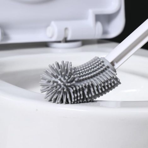 Scopino per WC curvo in silicone, bianco (1/4)