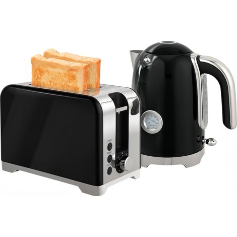 Beyamis Bouilloire électrique et grille-pain avec thermomètre, 1,7 l, 2200 W bouilloire électrique, grille-pain à 2 tranches avec 7 niveaux de brunissement (1/5)