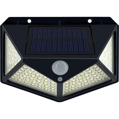 Applique Murale Solaire avec Capteur de Mouvement, Lumière Extérieure à économie D'énergie pour Cour, Patio, Jardin, 100 LED, Couleur Blanche (1/5)