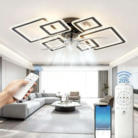 Ventilateur de plafond silencieux avec lumière et télécommande, variateur de fréquence par application, ventilateur de plafond pour salon et chambre (1/5)
