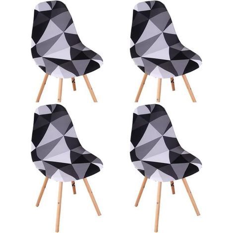 Lot de 4 Housse de Chaise Scandinaves,YSTP Extensible Housse de Chaise de Salle à Manger, Couverture de Chaise sans Accoudoirs, Noir-Ywey