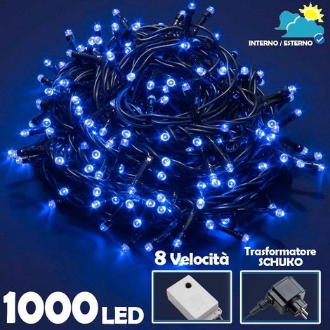 Trade Shop - LICHTERKETTE 1000 LED LICHTER BLAU GLÜHWÜRMCHEN CONTROLLER 8 FUNKTIONEN INTERN EXTERN - (1/4)