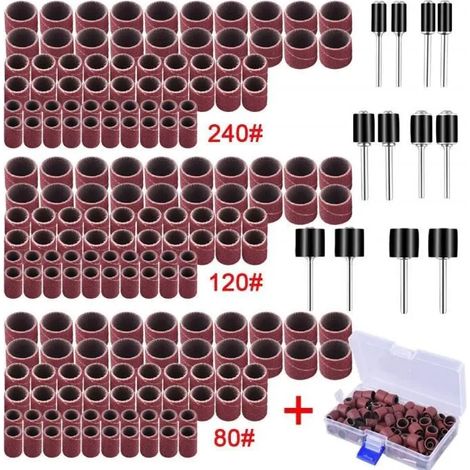 192 Pièces Tambour De Ponçage avec Boîte Gratuite, Comprenant 180 Pièces Bandes de Ponçage et 12 Pièces Tambour Mandrin (1/4)