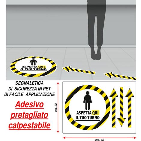 kit Adesivo segnaletica distanziatori di sicurezza calpestabile pretagliati pet ideali per negozi uffici locali commerciali (1/5)