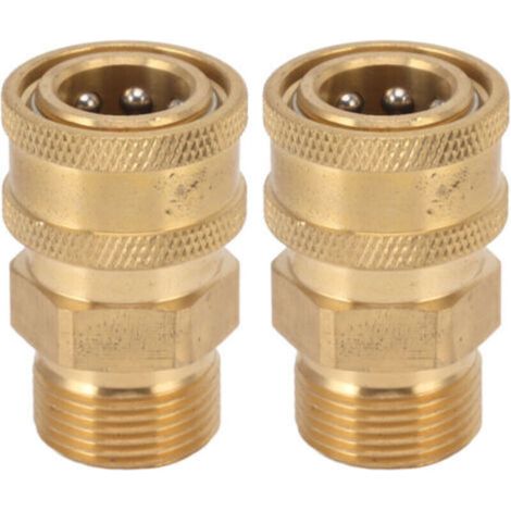 2 adaptateurs de raccord M22 en cuivre pur pour nettoyeur haute pression, 3/8" NPT femelle vers mâle, trou intérieur 14 mm/0,55 po