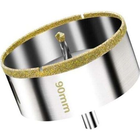 - Scie Cloche Diamantée 90 mm avec Foret Guidage de Centrage, Scie Cloche Carrelage avec revêtement diamant, Foret trépan Diamant pour verre, carrelage, céramique, marbre, granit