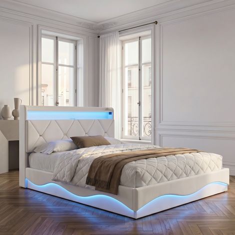 Letto singolo 140x200 cm in velluto con vano contenitore integrato, testiera imbottita, struttura robusta