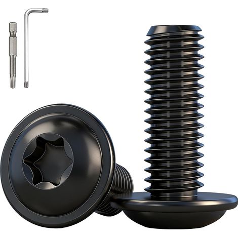 10 Pièces Vis à Tête Bombée Torx M8x20mm Noir en Acier Inoxydable A2 V2A,Vis à Six Pans Creux avec Bride et Clé,Filetage Complet pour Fixation Métal,Machines (1/5)