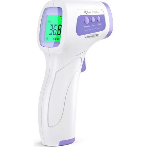 KKmier Stirnthermometer, medizinisches Stirnthermometer mit LCD-Anzeige, kontaktloses Thermometer für Babys, Kinder und Erwachsene, Infrarot-Thermometer mit Fieberalarm, 40 Messwerte (1/5)