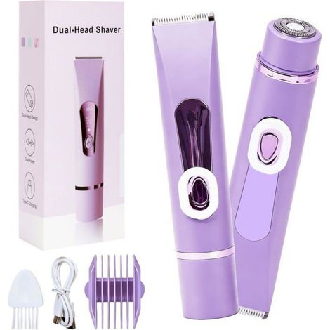 2 In 1 Rasoir Electrique Femme, Tondeuse Intime, Étanche Rasoirs Électriques Femme, Epilateur Visage Femme, Utilisation Humide Et (1/5)