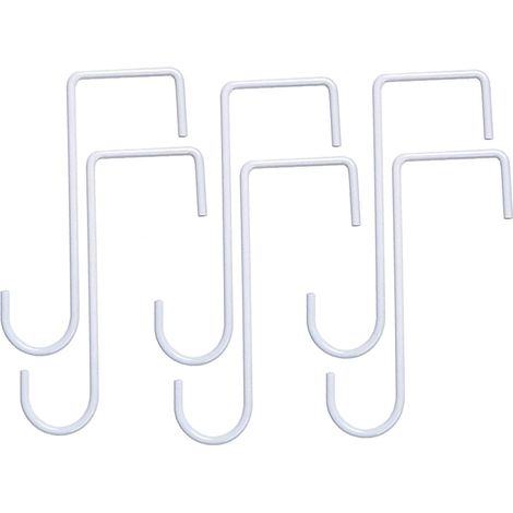 Lot de 6 crochets de clôture en fer de 20,3 cm, crochets en métal pour suspendre des plantes, des paniers, des mangeoires à oiseaux, des outils de piscine (blanc, 20,3 cm) (1/4)
