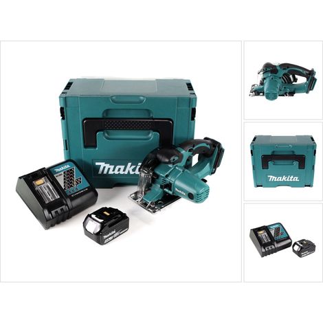 Makita DCS 552 RT1J Sierra circular de mano para metal con batería de 18 V y 136 mm en Makpac + 1 batería de 5,0 Ah y cargador + hoja de sierra y gafas protectoras (1/5)
