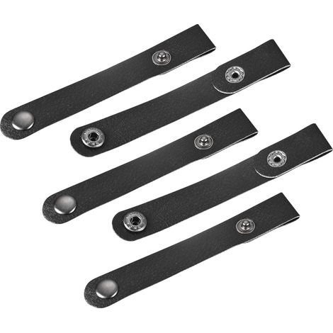 Cuir Câble Attache Cordon Organisateur 100x15mm Noir 5Pcs (1/5)