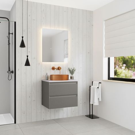Meuble de salle de bain 60 cm gris foncé Ceramia 59,4 x 45,5 x 50 cm (CERAMIA-3DG60)