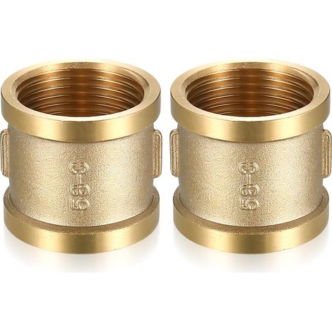 2 Pcs Manchon en Laiton 1 Pouce Filetage Femelle, Manchon Laiton Double Femelle 26/34, Connecteur Raccord 1" IG/IG, Raccord Fileté pour Chauffage Système Eau Potable (1/5)