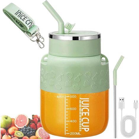 Großer, tragbarer 800-ml-Mixer, mit Strohhalm und Schokoladenband, für Smoothies und tägliche Verwendung