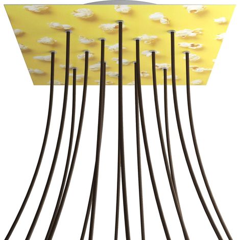 creative cables - Rosone XXL Rose-One quadrato, 400 mm con 14 fori e 4 fori laterali - PROMO - Pop-Corn