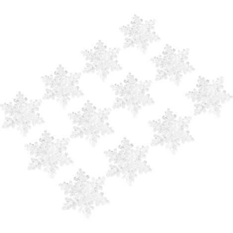 12 Flocons de Neige Décoratifs Transparent Acrylique 3 Trous 5,5cm Ornements de Noël pour Sapin, Déco Hivernale, Lot de 12 Pièces (1/5)