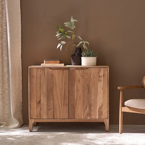Buffet 2 portes en acacia massif 100 cm (1/5)