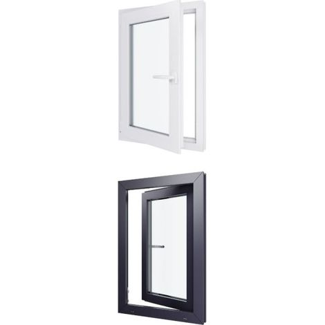 Finestra in PVC - Triplo vetro - Bicolore - Bianco e grigio - 600 mmx900 mm cm (1/5)