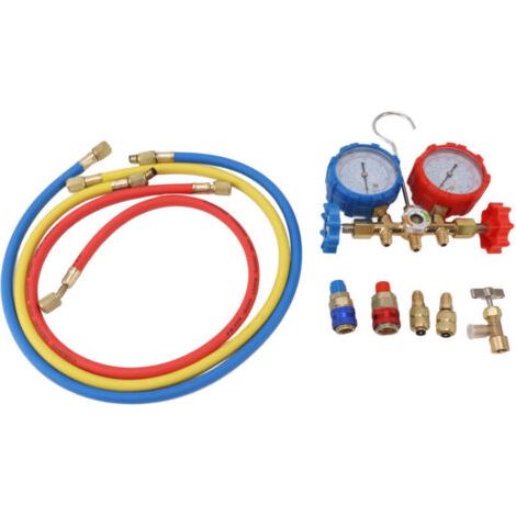 Manomètre de pression de climatisation R410A R22 R134A, assemblage en T, diagnostic du collecteur de manomètre, charge de réfrigérant de climatisation (1/3)