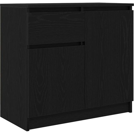 Buffet,Bahut,Meuble de Rangement avec tiroir chêne noir 71x35x65 cm bois d'ingénierie CFW12729 (1/5)