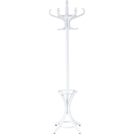 Appendiabiti da terra con 12 ganci 51 x 51 x 184 cm multiuso stile tradizionale contemporaneo legno bianco 200017664