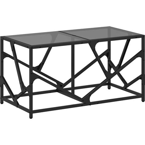 Coffee Table with Black Glass Top 78.5x40x41 cm Steel vidaXL (1/5)