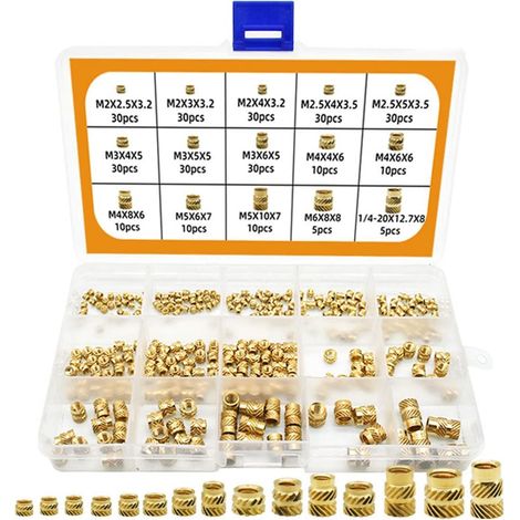 300 Écrous Moletés à Filetage M2 M3 M5 M6 Écrous Filetés en Laiton, Écrous D'Encastrement, Partie Filetée pour Moulage par Injection (1/5)