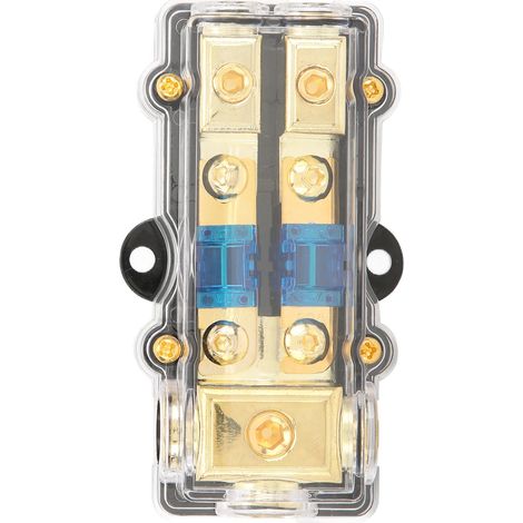 Bloc de distribution d'alimentation 60 A, 1 sortie, 2 entrées, répartiteur audio résistant à la chaleur, porte-fusible pour amplificateur stéréo de voiture (1/5)