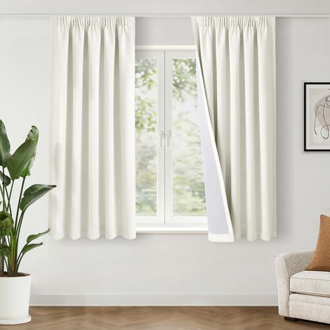 100% Rideau Occultant Thermique 140 x 160 cm Lot de 2, Blanc (1/5)