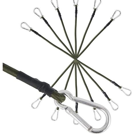 Set of 6 Rubber Bungee Cords with Carabiner, 60cm Length 8mm Thickness, Super Elastic, with Metal Hook for Luggage, Bicycles, Camping - LIAIKI