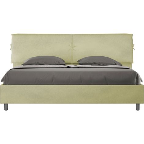 Letto matrimoniale king size contenitore imbottito 180x190 microfibra tè verde Mados