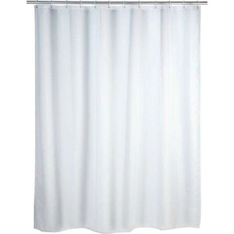 Anti-mold, antibacterial, machine washable at 30°C, rings included, polyester, 180x200 cm, white (1/5)