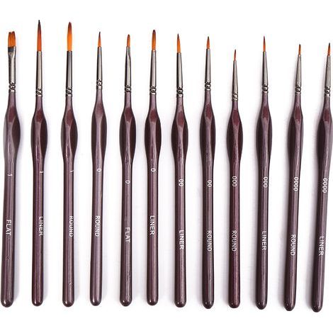 BRAVIX 12 Pcs Pinceaux Fins Pinceaux Peinture Professionnels Pinceaux Miniatures pour Acrylique Huile (1/5)