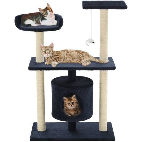 vidaXL Cat Tree with Sisal Scratching Posts 95 cm Dark Blue (1/5)