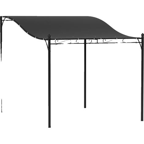 Pavillon de jardin, polyester résistant aux intempéries, 2,5 x 3 x 2,5 m, espacement des colonnes 238 cm x 287 cm, structure en métal laqué, design mural (1/5)