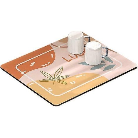 Tapis égouttoir de cuisine 30 x 40 cm, super absorbant, pour la vaisselle - Jaune (1/2)
