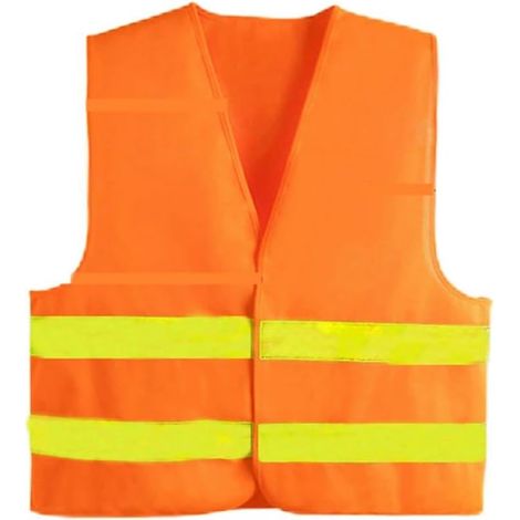 SEIWEI Gilet de sécurité, tissu en maille, vêtements réfléchissants, veste de transport routier pour travaux de péage, travail volontaire (orange/jaune) (1/4)