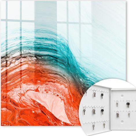 Armoire à clés - (30 cm x 30 cm) - Boîte à clés murale - Coffret de rangement pour clés - Couleur blanche - Ouverture vers la gauche - Pour maison et bureau - Émotions colorées (1/5)