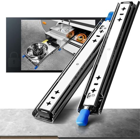 Glissiere pour Tiroir Charge Lourde Avec Serrure de Fixation Coulisse Tiroir 120kg Capacité de Charge Roulement à Billes 1 paire(30cm) (1/5)