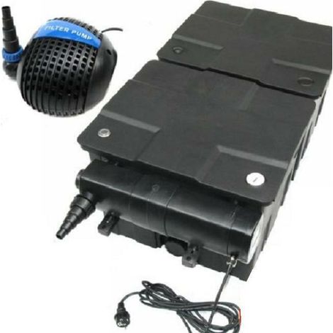 3-fach SET: Teichfilter 60000 L + UVC Lichtfilter 24 W + Pumpe 3200 L Koi Teich