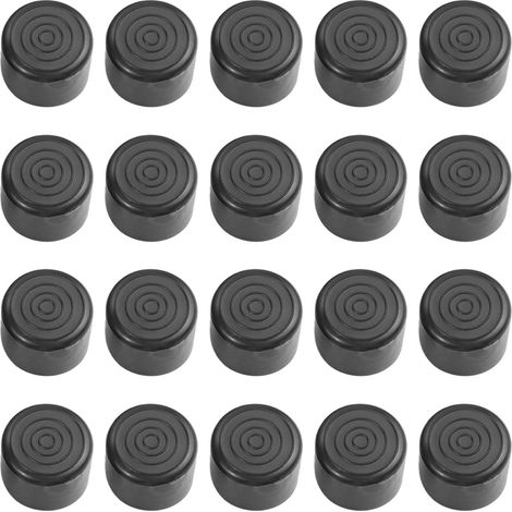 Lot de 20 embouts de chaise en caoutchouc – Tapis de protection de sol pour pieds de meubles, protections de sol anti-rayures en PVC, coussinets d'extrémité de table en noir (25 mm) (1/5)