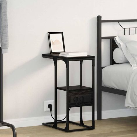 vidaXL  Bedside Cabinet  Black Oak 41.5 x 26 x 60.5 cm Engineered Wood