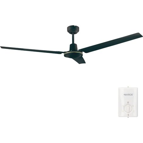 Ventilateur de plafond à intensité variable Saltok avec télécommande (moteur 60 W AC 230 V) Ø 142 x 37 cm noir