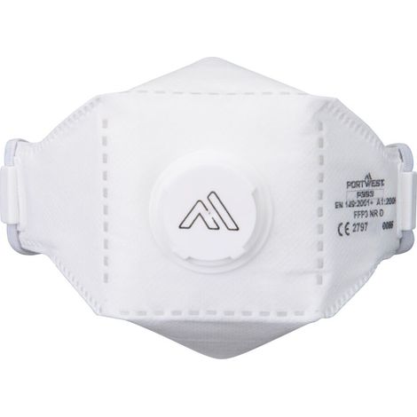Máscara Eagle Plegable FFP3 Dolomite con Válvula (pack de 10) - Blanco - Portwest