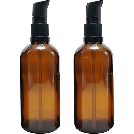 Pack 100ml Empty Refillable Amber Glass Bottles with Black Snap Cap, Portable Soap Dispenser, Makeup Jar, Travel Containers for Shampoo, Cosmetic (1/5)