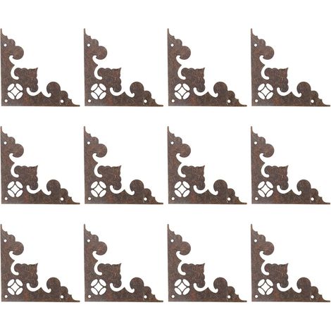 24 Pièces Protège-Coins Fer Vintage Protection Angle pour Meubles Boîtes et Coffres Accessoires de Sécurité pour Meubles Bois (1/5)