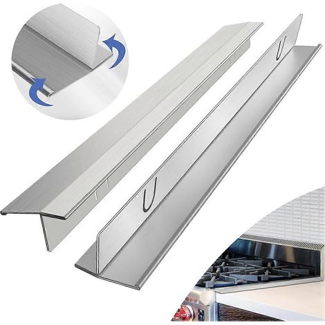 Lot de 2 couvercles de cuisinière en acier inoxydable, hauteur réglable de 35 à 70 cm (13,8 à 27,6 pouces), couleur argent. (1/5)