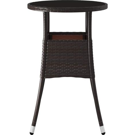 Table de jardin Table d'appoint, Table de Balcon, Ø60x75 cm Verre trempé/résine tressée Marron OIB7114E (1/4)